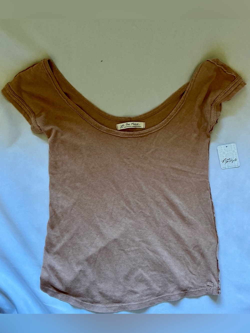 Free People Scoop Neck Short Sleeve Tee in Mauve Brown